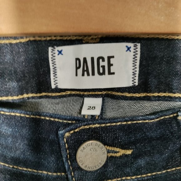 Paige Manhattan Jeans Women Size 28 Blue Slim Bootcut Dark Wash - Picture 2 of 8